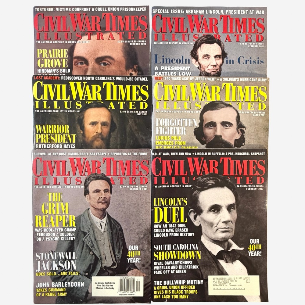Civil War Times Illustrated Magazine Lot 6 Issues 2000-2002 Abraham Lincoln